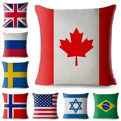 £7.95 • Buy Cushion Covers National World Flags - 36 Designs - Canvas Linen Cotton - CC0002