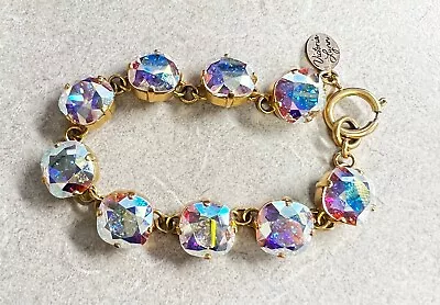 Victoria Lynn Bracelet Made With Swarovski AB Gold Tone 7  12mm B212 • $25