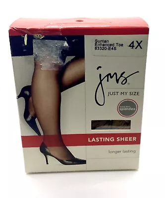 Vintage JMS Just My Size Pantyhose  Regular 4X Pantyhose Suntan Enhanced Toe • $12.99