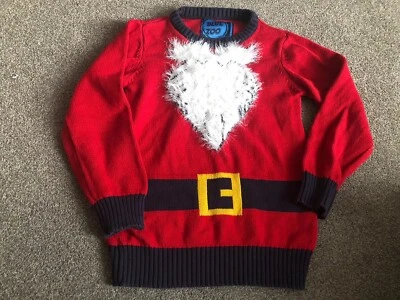 Boys Blue Zoo Christmas Jumper Santa Age 5-6 Years • £3