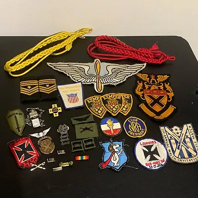 Vintage Lot Of Mixed Military Pins Patches Insignias Accessories And Etc • $0.99