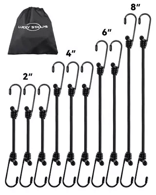 Mini Short Bungee Cords Assorted Sizes With 6mm Diameter & 2.5x Stretch Black Sm • $18.88