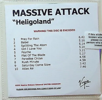 MASSIVE ATTACK- Heligoland PROMO Full Album *SEALED* CD (2010) Atlas Air/babel + • $24.88