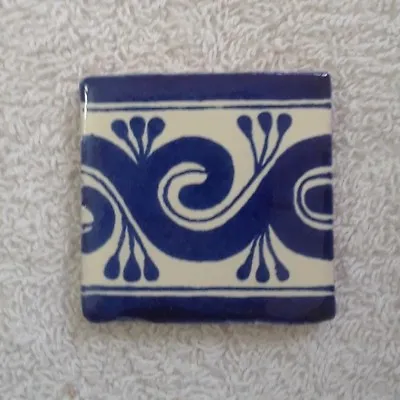 Glossy  Blue Wave  Mexican Talavera Ceramic Tiles 2 X2  • $2.75