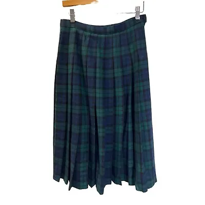 Pendleton Vintage Petite Authentic Black Watch Tartan Plaid Pleated Midi Skirt • $65