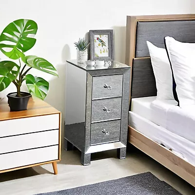 Modern Mirrored Nightstand 3-Drawer Personalized Bedside Table • $119.99