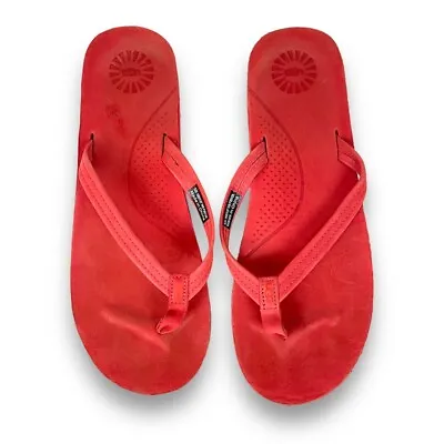 Ugg Women’s Size 9 Leather Thong Sandals Flip Flops Coral Red Comfort • $21