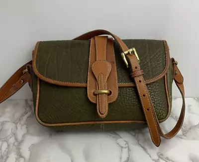 DOONEY & BOURKE Shoulder Bag Olive Green & Tan Leather Vintage Crossbody Flap • $49.99