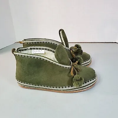 DEER STAGS Women's Size 6 M Green Mutsy Tassel Slipperooz Micro Suede Booties • $12.85