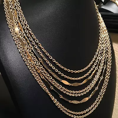 Vintage Multi Strand Gold Tone Chain Necklac Shepards Hook Clasp • $14.99