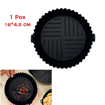 £4.99 • Buy Round Air Fryer Silicone Pot Basket Liners Reusable Heat-Resistant Non-Stick Mat