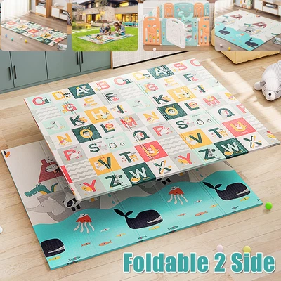 Extra Large Baby Play Mat Kids Crawling Foam Foldable 2 Sided Cartoon Carpet UK • £9.90