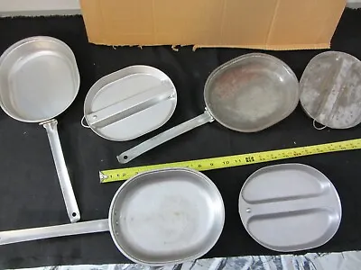 Military Mess Kit Vintage Lot Of 3 Metal Foldable Meal Prep Camping Pan And Tray • $29.99