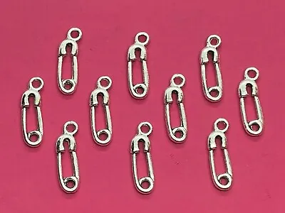 Tibetan Silver Baby Nappy Pin/Safety Pin  Charm - 10 Per Pack  • £1.15