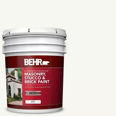 5 Gal. White Flat Acrylic Latex Masonry Stucco And Brick Interior/Exterior Paint • $129.97