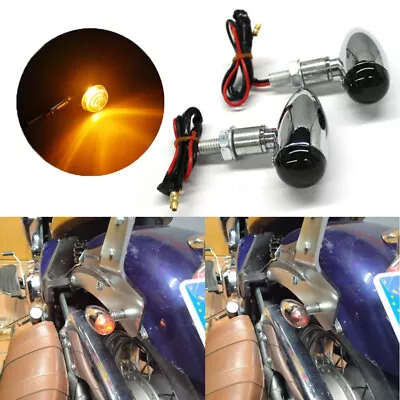 Universal Pair Mini Bullet Motorcycle Chrome Turn Signal Tail Lights For Honda • $13.01