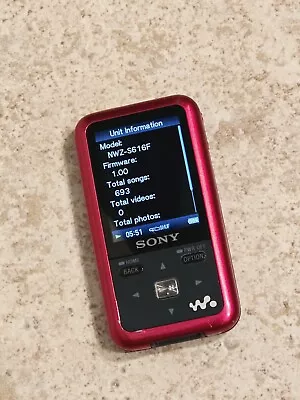 Sony Walkman NWZ-S616F Red 4GB Digital Media Player ( TESTED & WORKS ) • $29