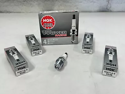 BOX OF 4 NGK V-Power Racing 14mm .750  Flat Spark Plugs R5671A-9 (5238)-FREE S/H • $21.99