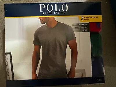 Polo Ralph Lauren Green-Red-Blue Classic Fit Crew-Neck Wicking T-Shirt 3 Pack XL • $42