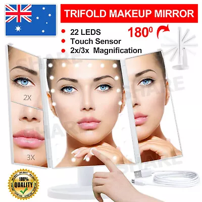 Makeup Mirror With Light Touch Screen Dimmable Lights Up Vanity Cosmetic Trifold • $14.95