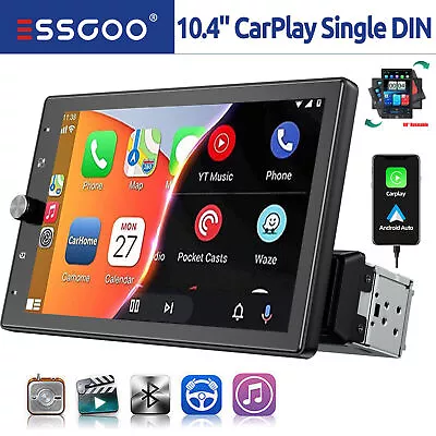 10.4  1 DIN Car Stereo Carplay/Android Auto IPS Rotatable Touch Screen Head Unit • $173.45