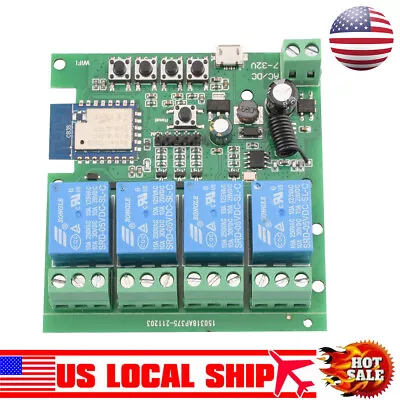 USB 5V / DC7-32V 4 Channel WIFI Remote Control Relay Switch Module 433MHZ 3 Mode • $25.78