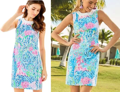 Lilly Pulitzer Mila Sink Or Swim Lace Eyelet Combo Trim Stretch Shift Dress 00 • $124