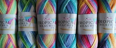 £10.50 • Buy 200g BALLS OF NEW KING COLE TROPICAL BEACHES DK KNITTING/CROCHET YARN
