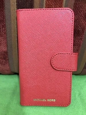 Michael Kors Red Saffiano Leather Folio Card Case Phone Wallet 6 X 3 IPhone • $25