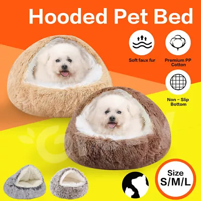 $35.95 • Buy Pet Cat Calming Bed Cuddle Soft Warm Plush Cave Comfy Sleeping Nest Kitten House
