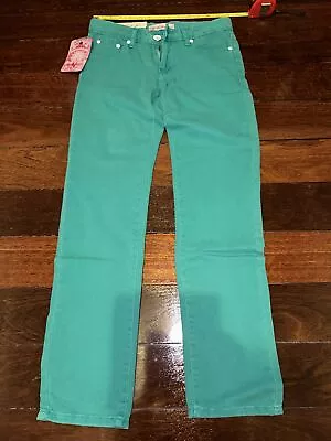 VI VA Jeans Womens GREEN Denim Modern Straight Slim Fit 100% Cotton Size M 28 • $26.10