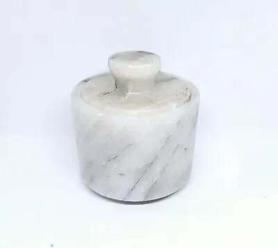 Beautiful Onyx White W/Gray Veins Marble Canister/Trinket Jar/Box With Lid • £28.20