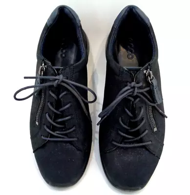 Ecco Black Leather Women's Lacing Shoes Size 5.5/38 • £18.99