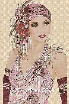 Art Deco Lady 173a Cross Stitch Chart  Pink FlowerPower37-UK • £4.80