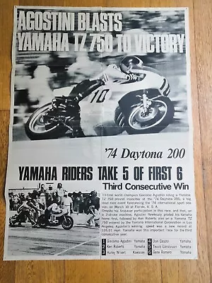 Giacomo Agostini Yamaha TZ750 1974 Daytona Winner Two Sided Poster 60 X 83cm • £100