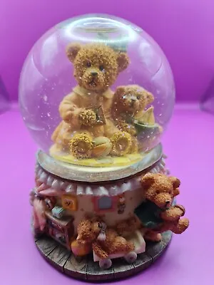 Musical Snow Globe 5 Inch Ceramic Mama Baby Bear • $13