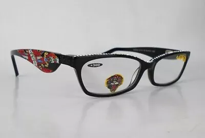 Ed Hardy Vintage Tattoo Reading Glasses W Swarovski Crystals FUN BLACK • $19.95