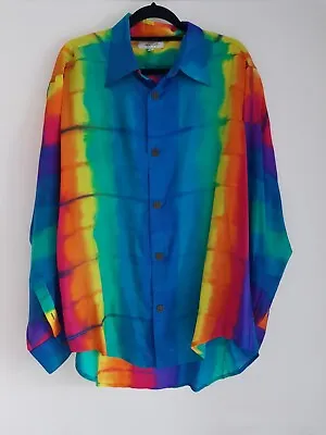 Vintage Shirtmakers Tie Dye Silk Shirt Size UK XL Chest 50  Immaculate • £29.99