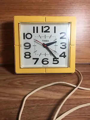 Vintage Retro 70s Plastic Kitchen Wall Clock Yellow Timex U.S.A. Preowned • $16