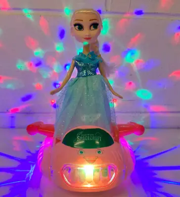 Princess *elsa* Bump & Go Car Led Flashing Disco Lights Music Girls Toddler Toys • £11.49