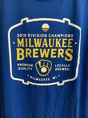 MLB Milwaukee Brewers 2018 Division Champions SGA Unisex Adult Size XL Shirt! • $12.99