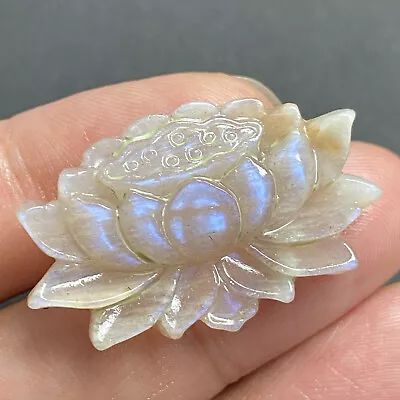 1.5  Natural Moonstone Quartz Hand Carved Lotus Skull Crystal Reiki Healing 1pc • $12.80