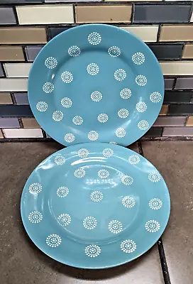 Pair Of Baum Brothers Moroccan Turquoise Salad Plates 8  • $15.99