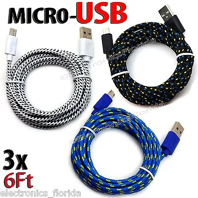 Lot Of 3x 6FT Charger Sync Cord Cable For Android Cell Phones Universal @K6 • $6.99