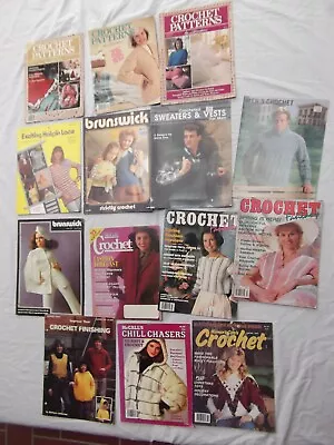 Vtg Lot 14 Crochet Pattern Book 80s Men Sweater Hairpin Lace McCalls Brunswick • $22.99