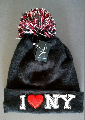 £8.56 • Buy New York Winter Hat Pompom Hat Warm Beanie Knitted Cap I Love NY Black New