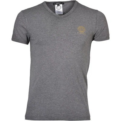 $89 • Buy Versace Iconic V-Neck Men's T-Shirt, Grey Melange