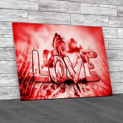 Rose Love Saying Red Canvas Print Large Picture Wall Art • £14.95