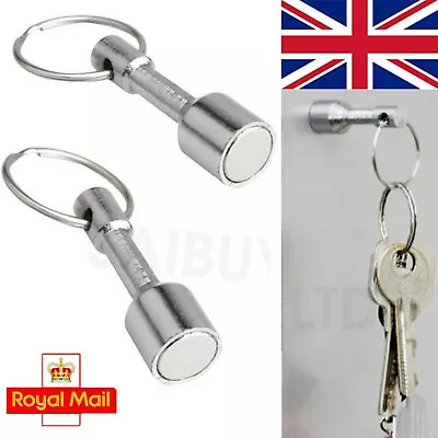 STRONG Neodymium Keyring Magnet Metal Keychain Split Ring Holder Pocket Tool • £4.99