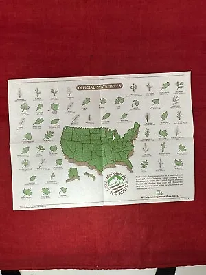 1976 McDonalds Tray Liner Trees For America Official State Trees Place Mat VTG • $14.99